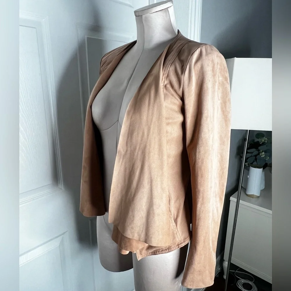 Hutch Women's Open Drape Front Suede Jacket Sz XS Blush Pink